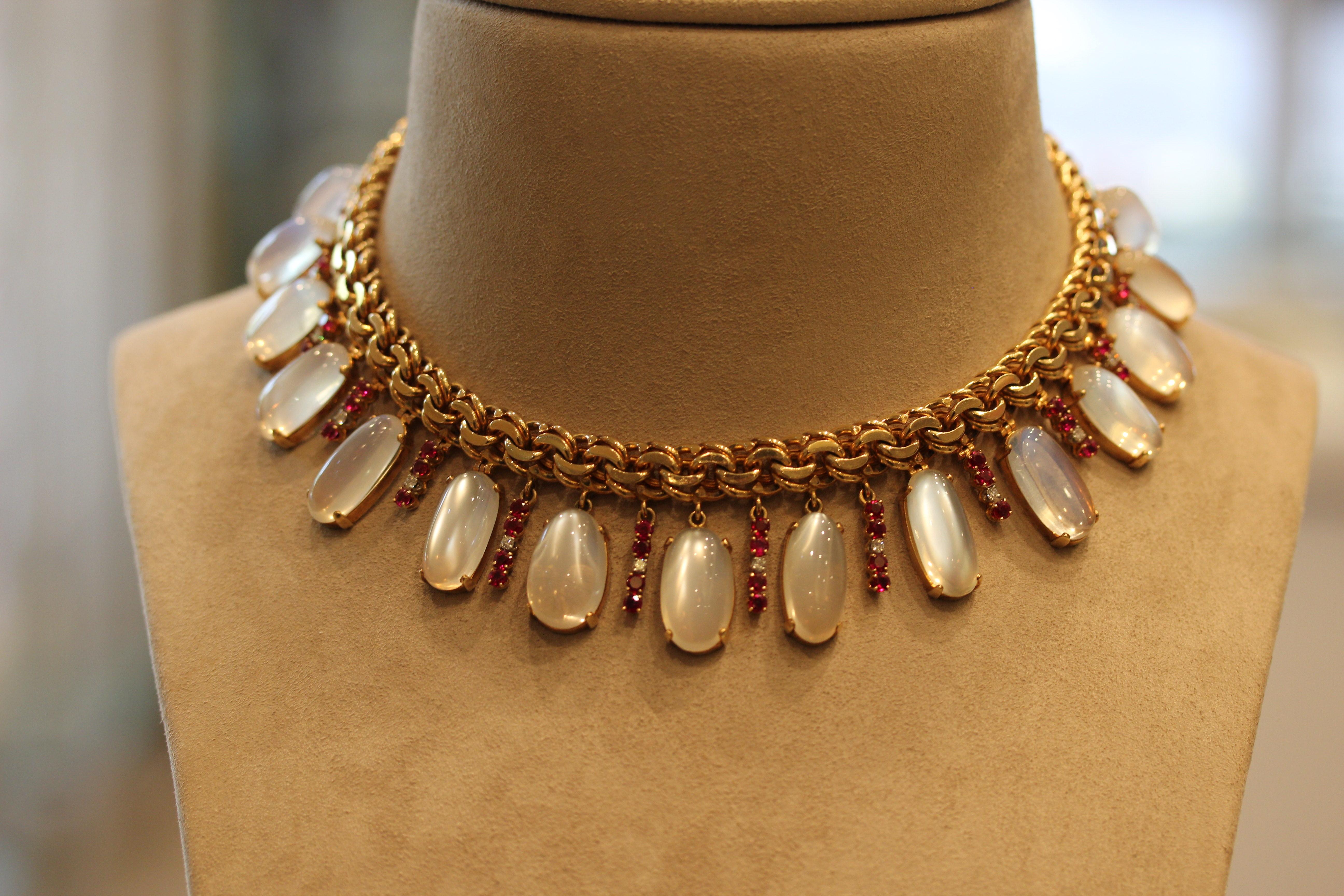 vintage 21k gold blood ruby pendant necklace