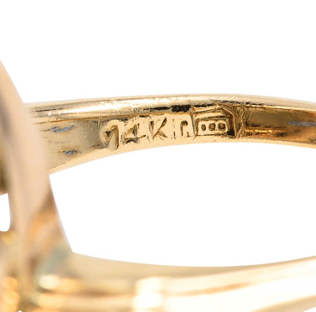 Women's or Men's Retro Moonstone Sapphire 14 Karat Gold Cluster Ring