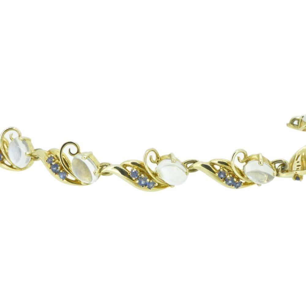 Retro Moonstone Sapphire 14 Karat Yellow Gold Vintage Bracelet 2
