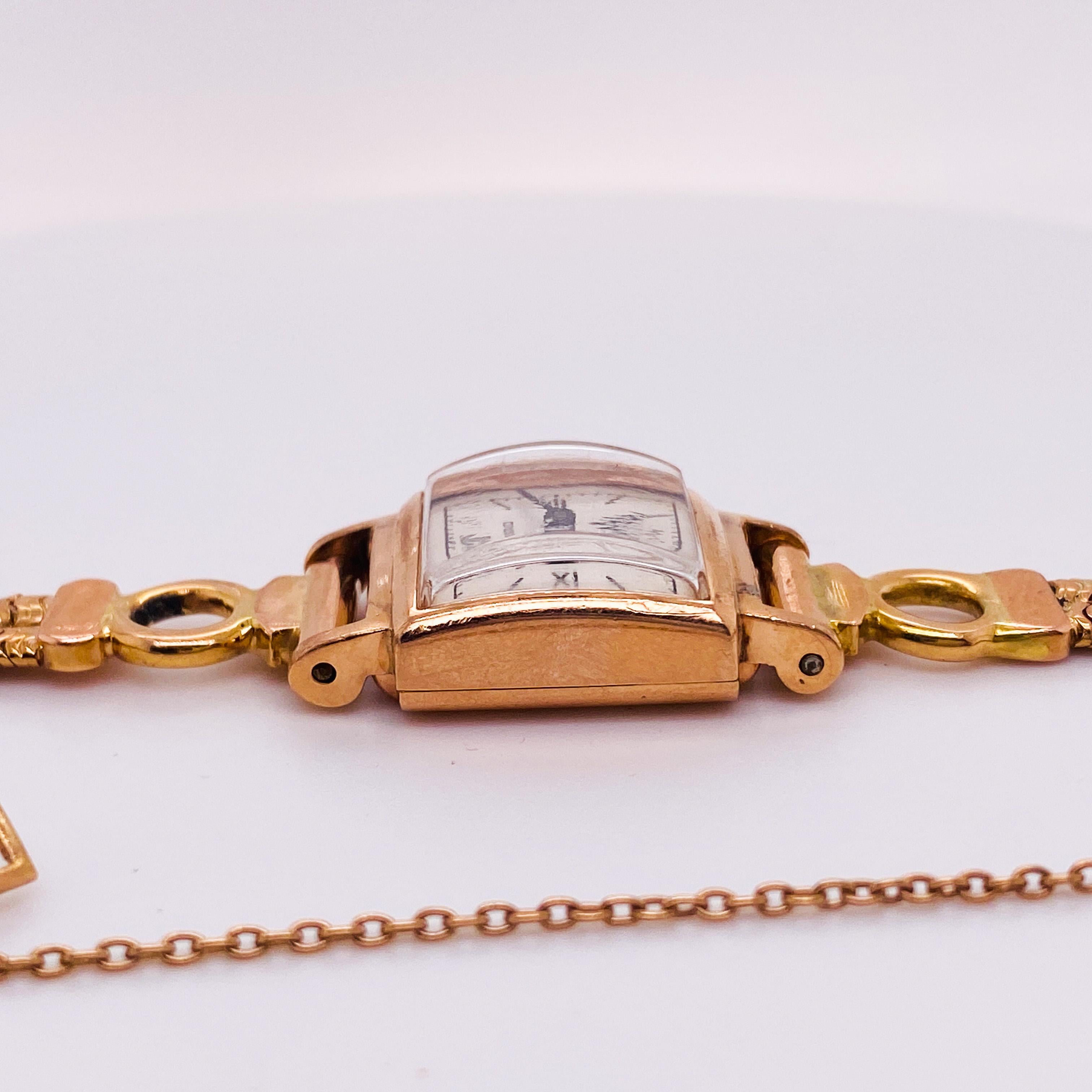 Retro-Movado-Uhr aus 14 Karat Roségold, um 1954, neu gewartet im Zustand „Hervorragend“ im Angebot in Austin, TX