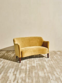 Retro Mustard Mohair Velvet Sofa