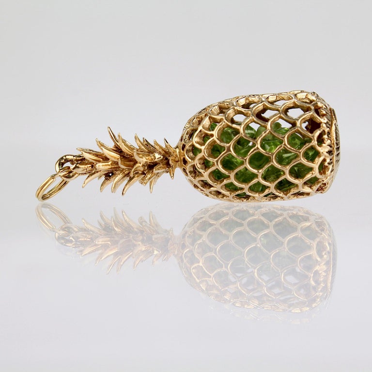 Retro Na Hoku / Edward Sultan 14k Gold & Emerald Pineapple Charm or Pendant