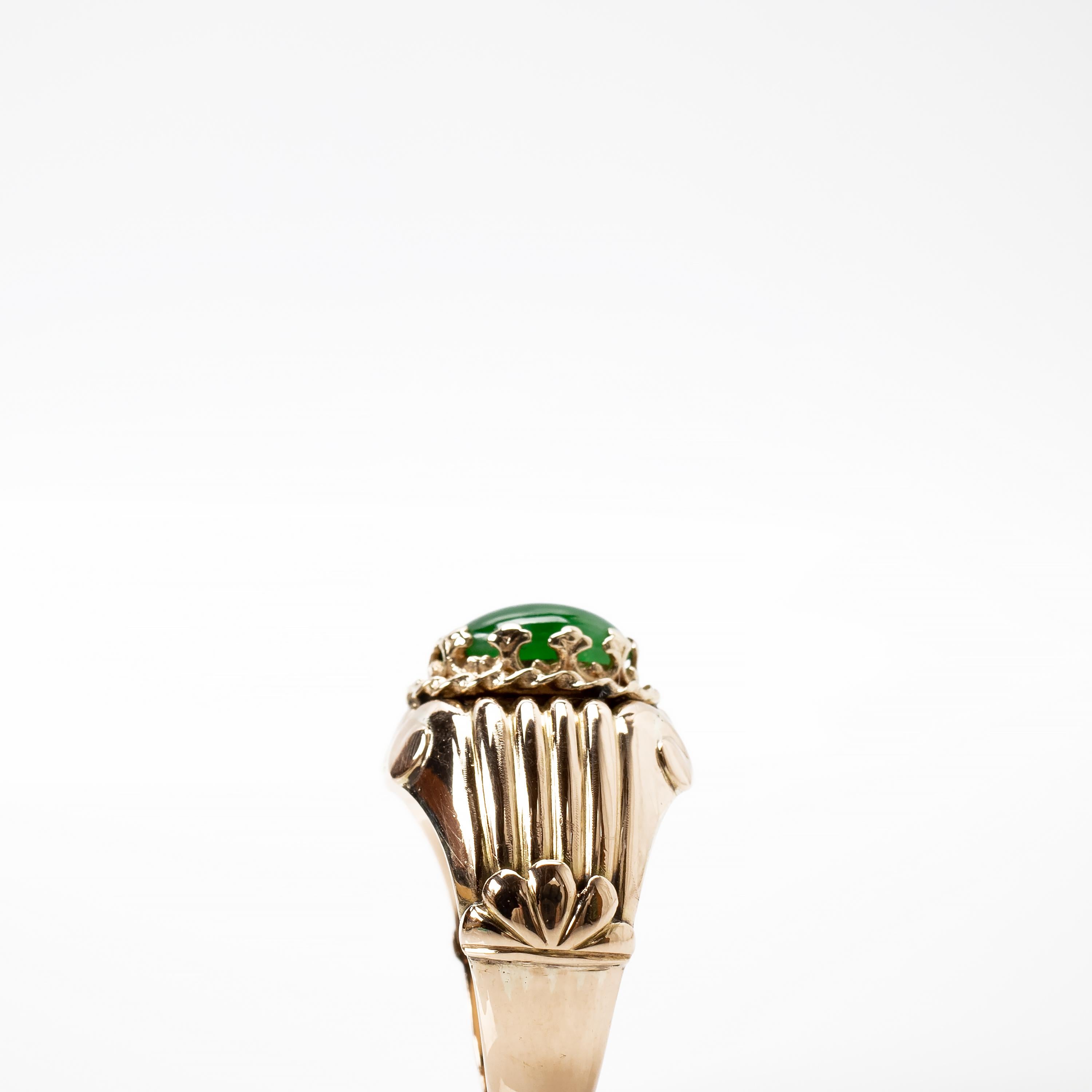 Women's or Men's Imperial Jade Ring in Regal Coronet Setting 