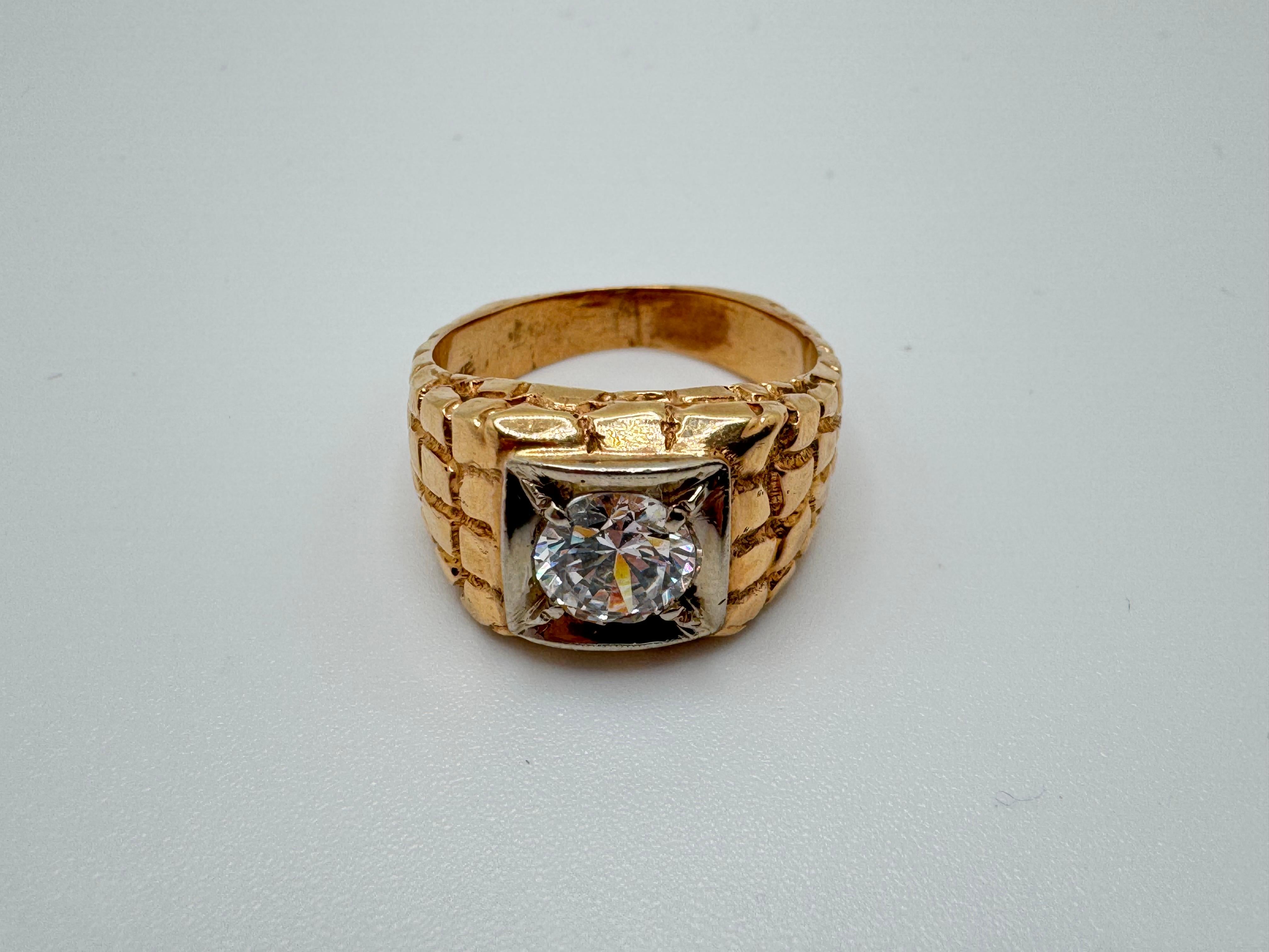 Anello con pepita retrò in Renzite in oro 14K in vendita 4