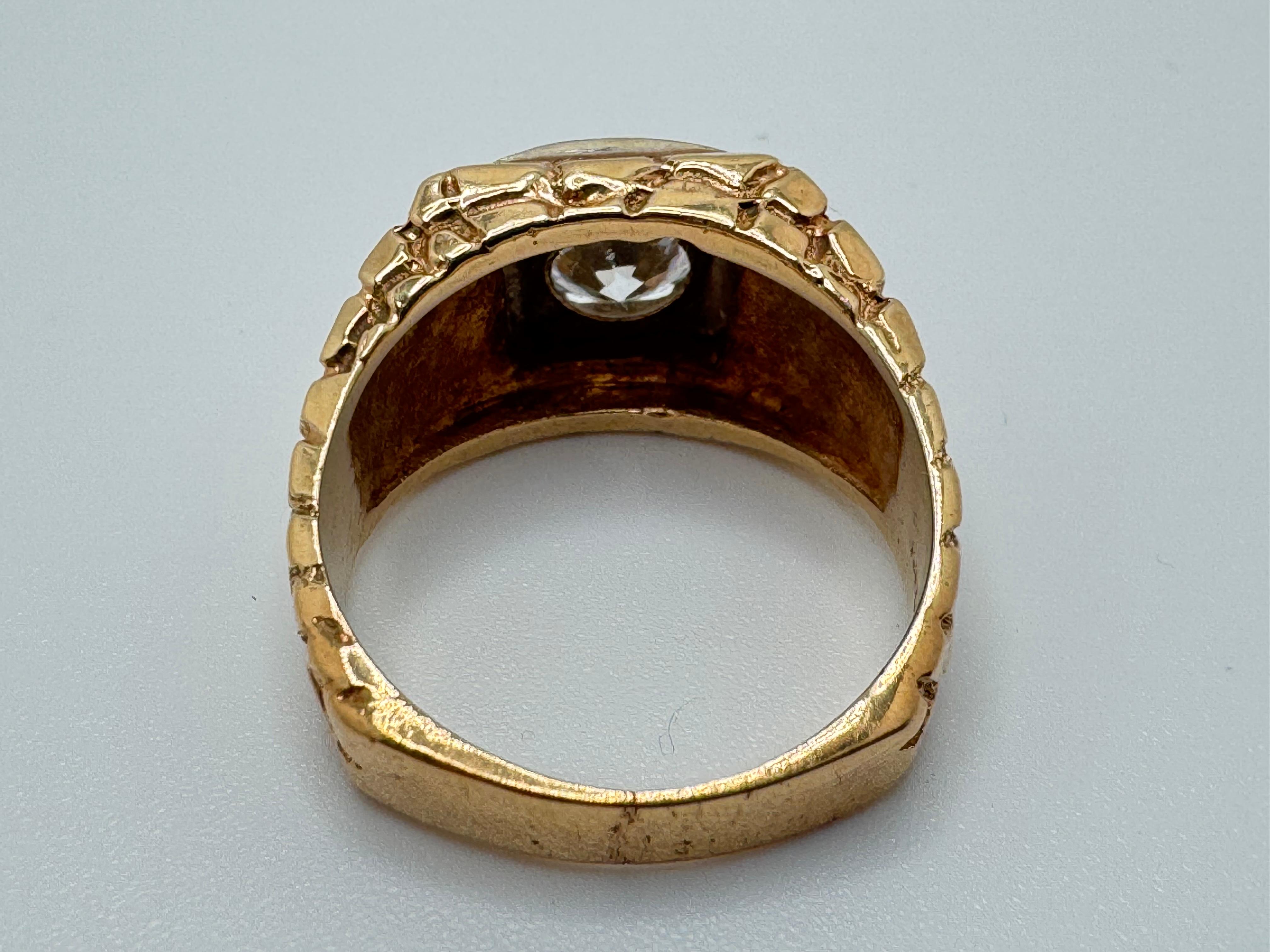 Art Déco Anello con pepita retrò in Renzite in oro 14K in vendita