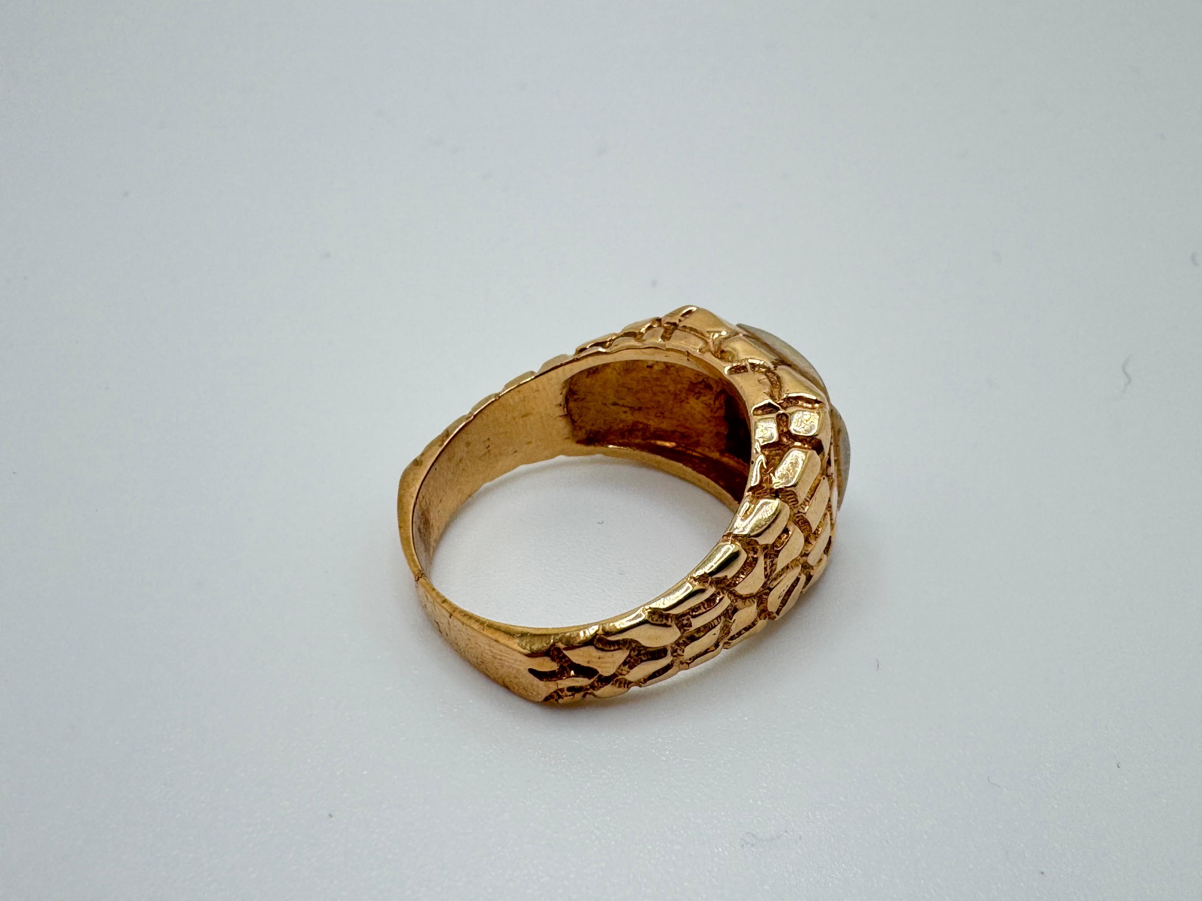 da uomo o donna Anello con pepita retrò in Renzite in oro 14K in vendita