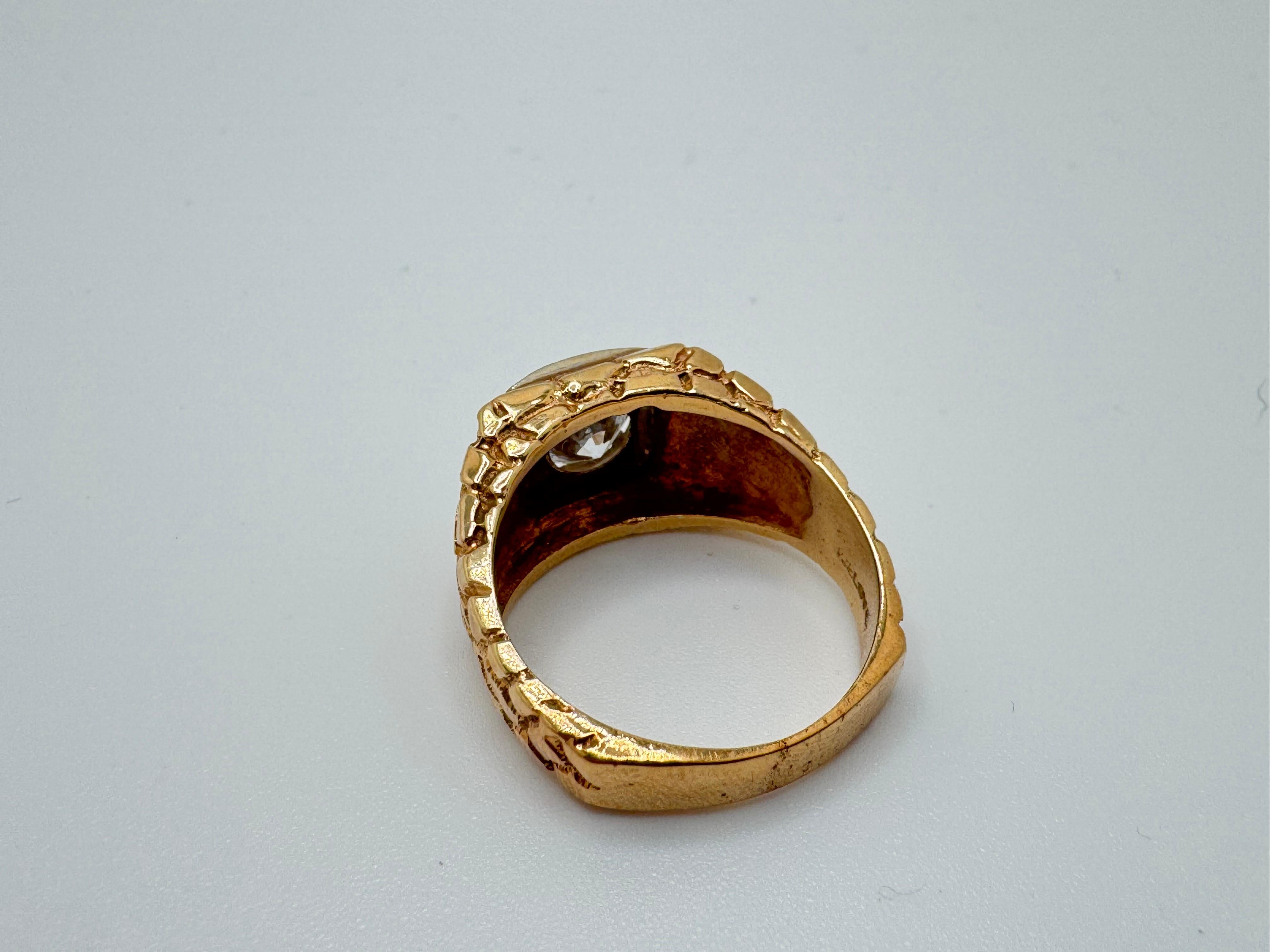 Anello con pepita retrò in Renzite in oro 14K in vendita 1