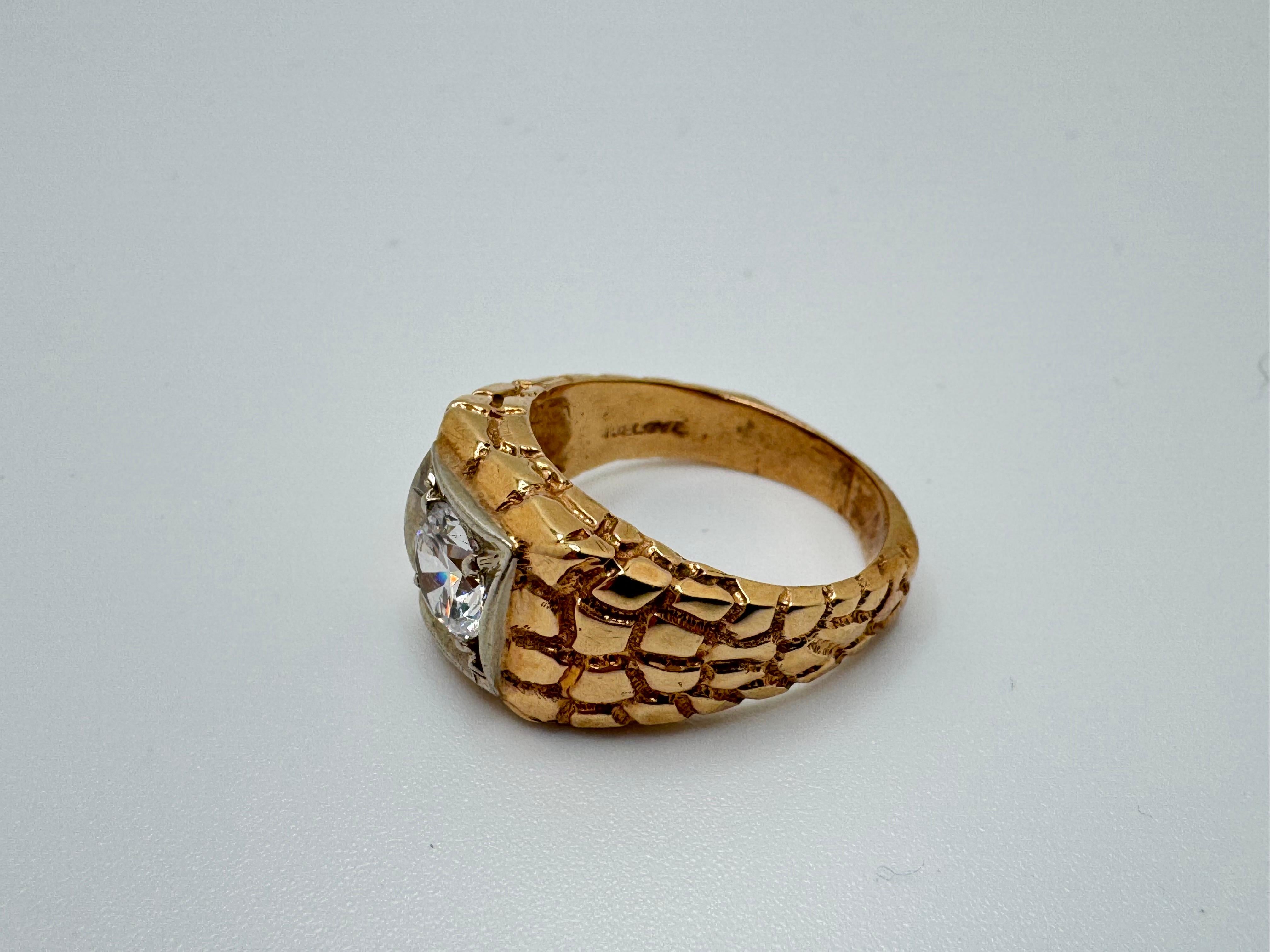 Anello con pepita retrò in Renzite in oro 14K in vendita 2
