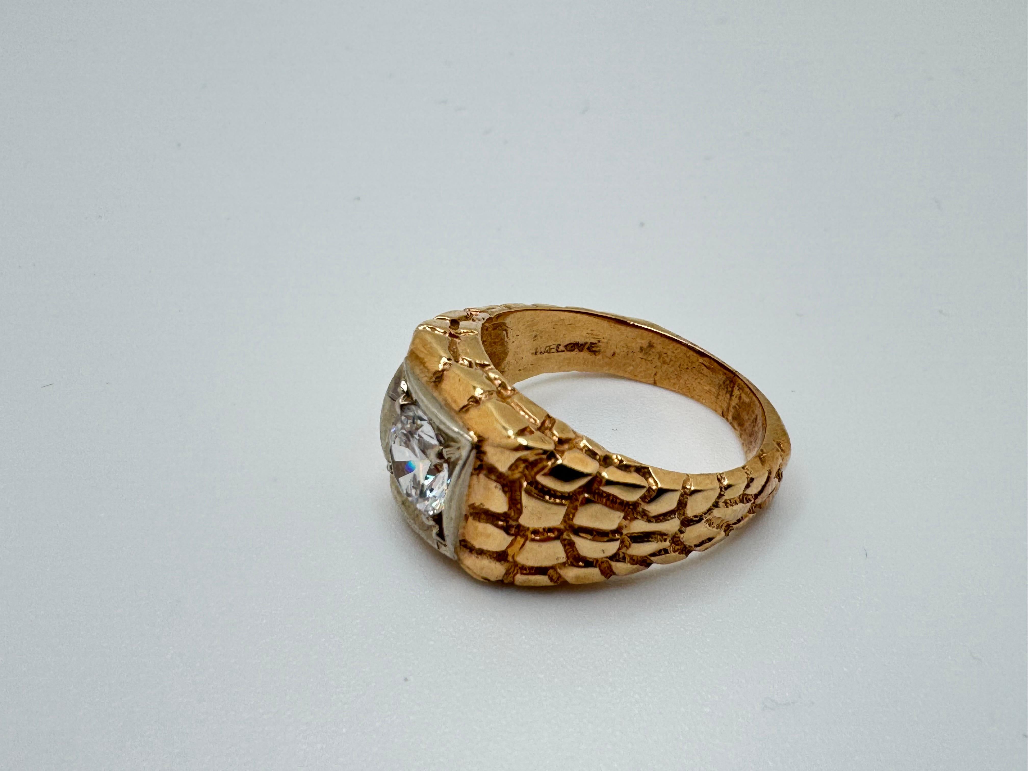 Anello con pepita retrò in Renzite in oro 14K in vendita 3