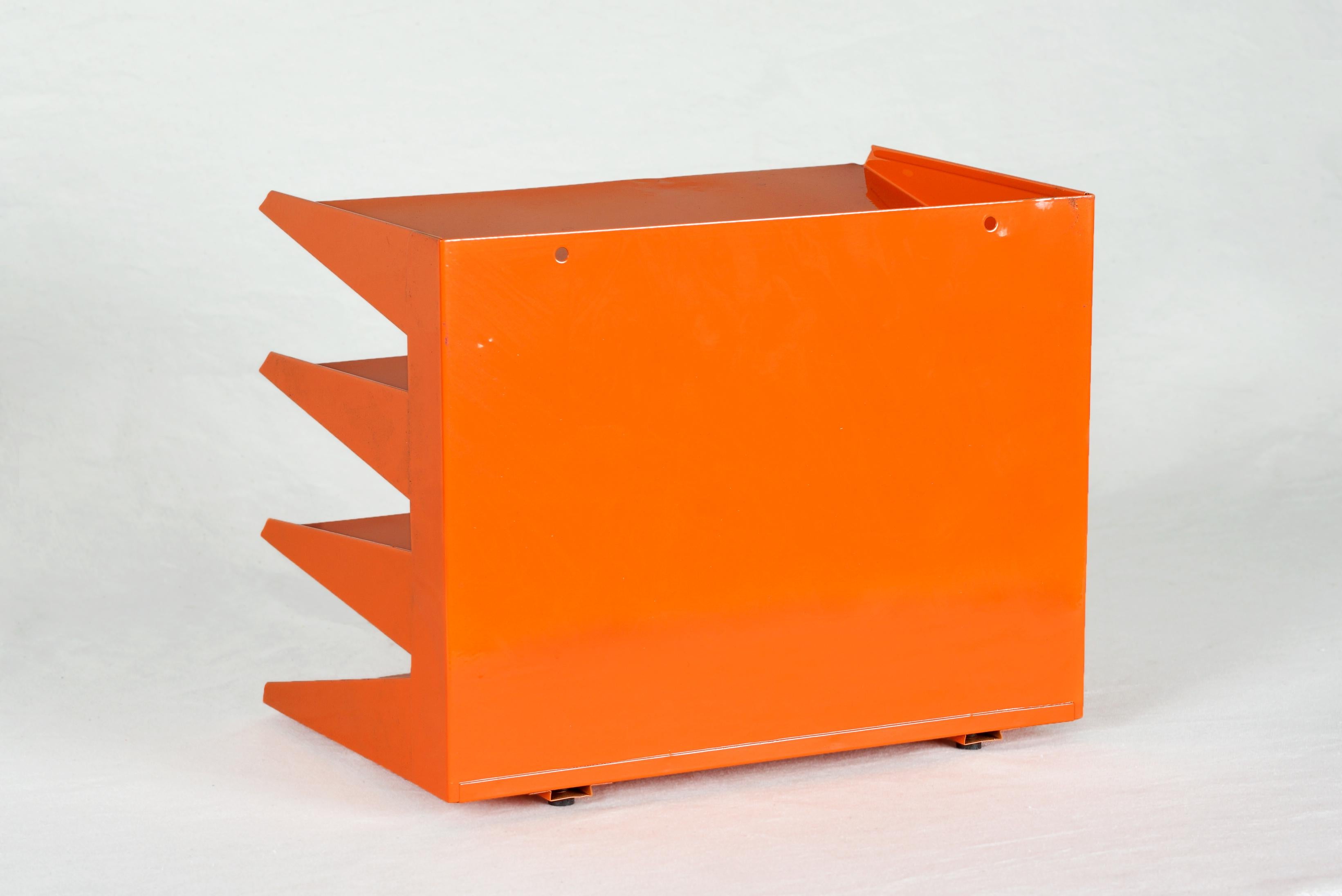 Powder-Coated Retro Office File Organizer, Refinished in Tangerine