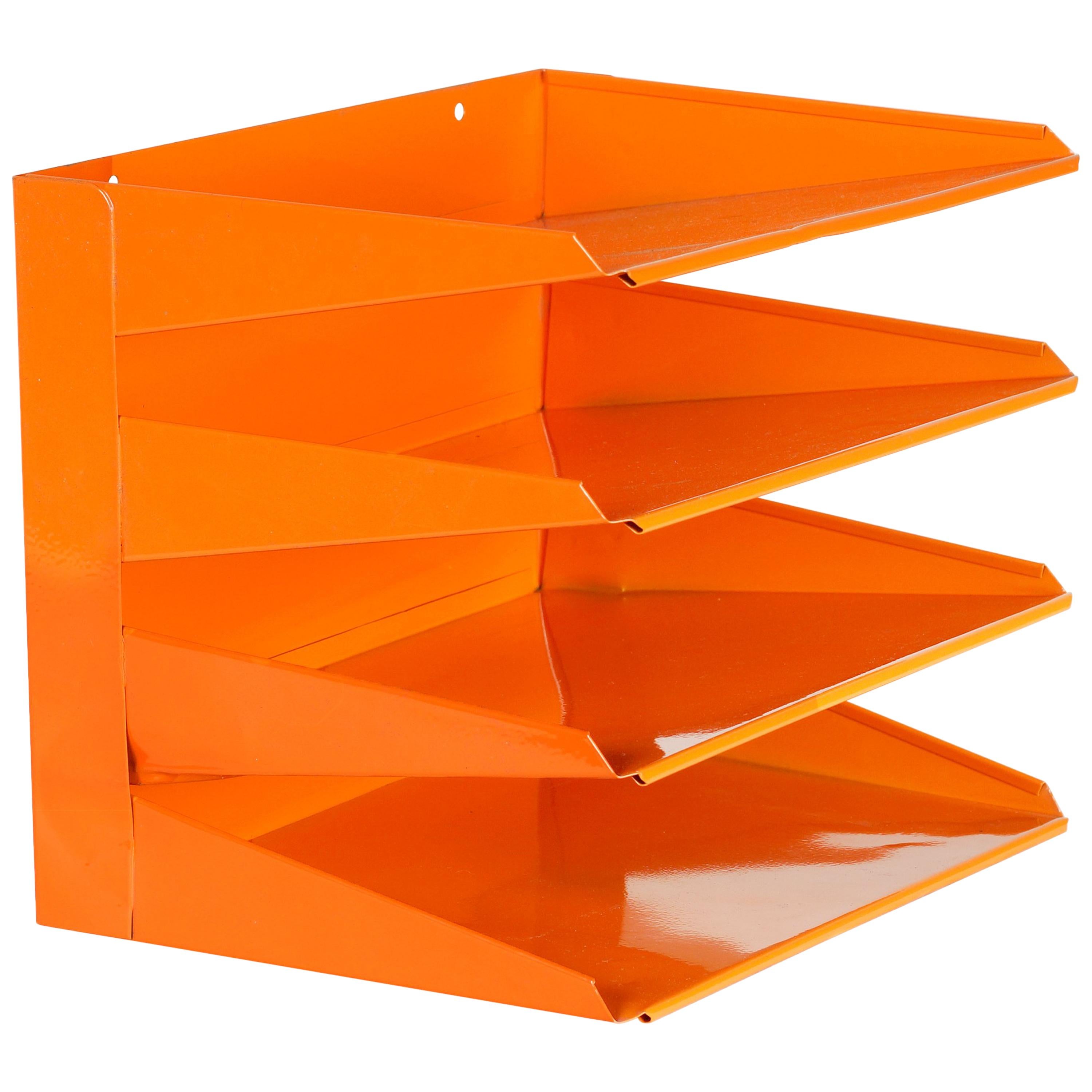 Retro Office File Organizer, Refinished in Tangerine