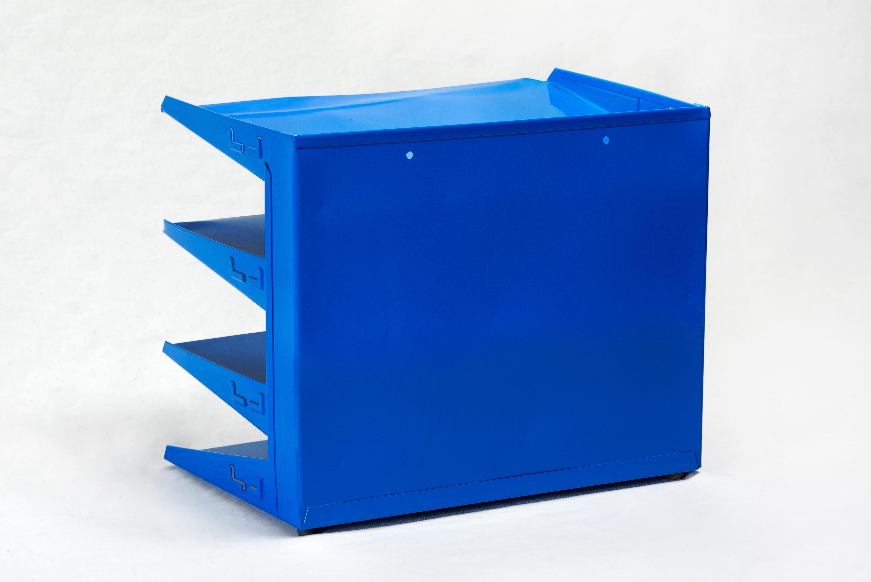 Powder-Coated Retro Office Mail Organizer, Refinished in Blue