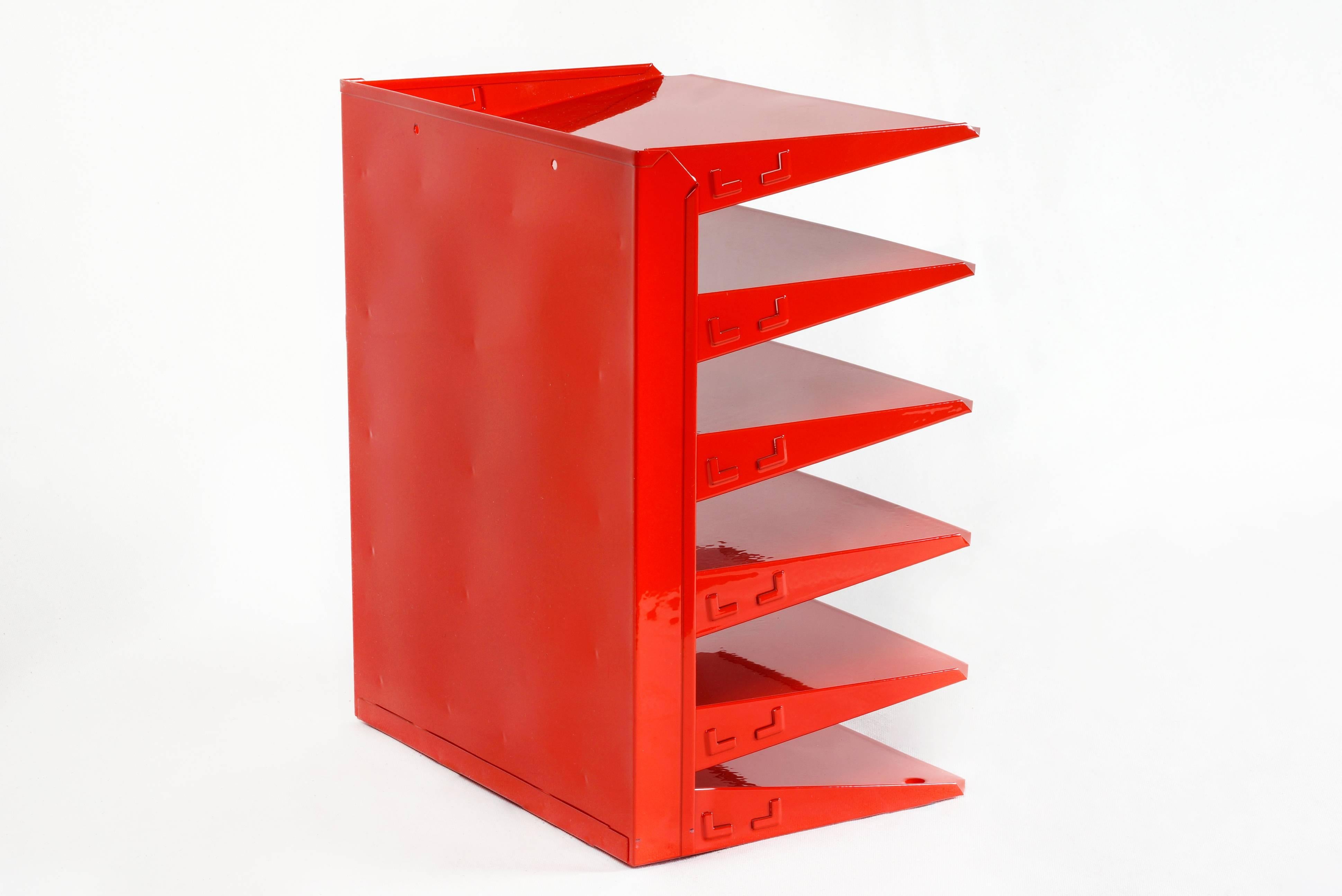 American Retro Office Mail Organizer Refinished in Red