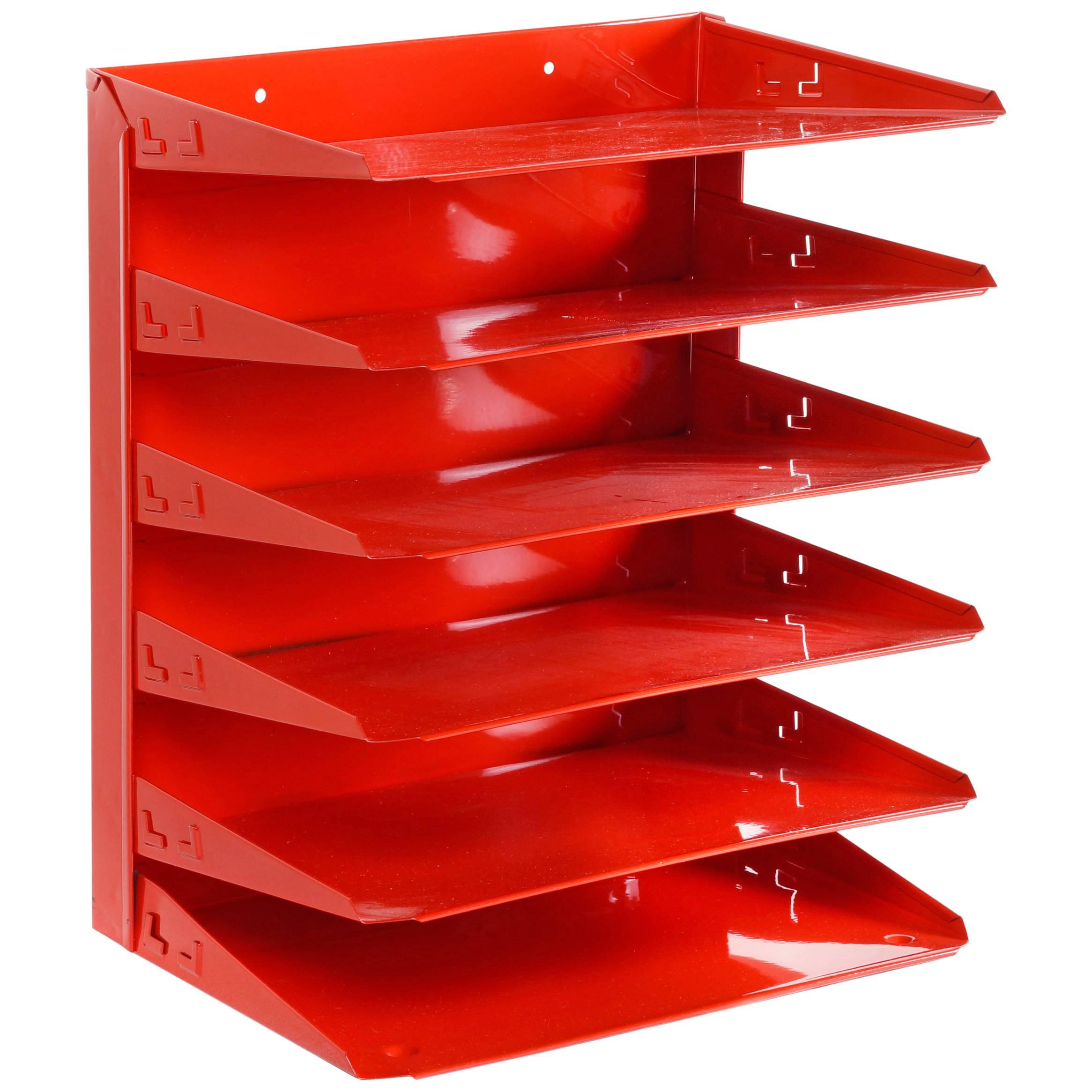 Retro Office Mail Organizer Refinished in Red