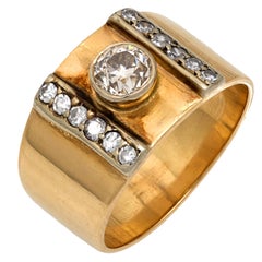 Retro old cut diamond 14k yellow gold band