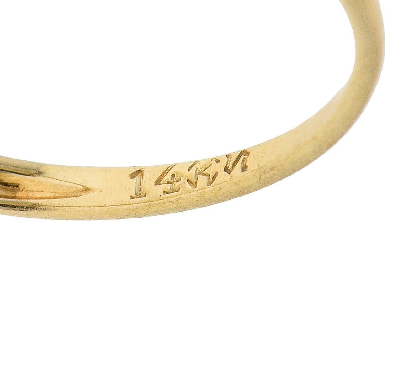 Bague de fiançailles rétro en or bicolore 14 carats avec diamant de taille européenne ancienne en vente 1