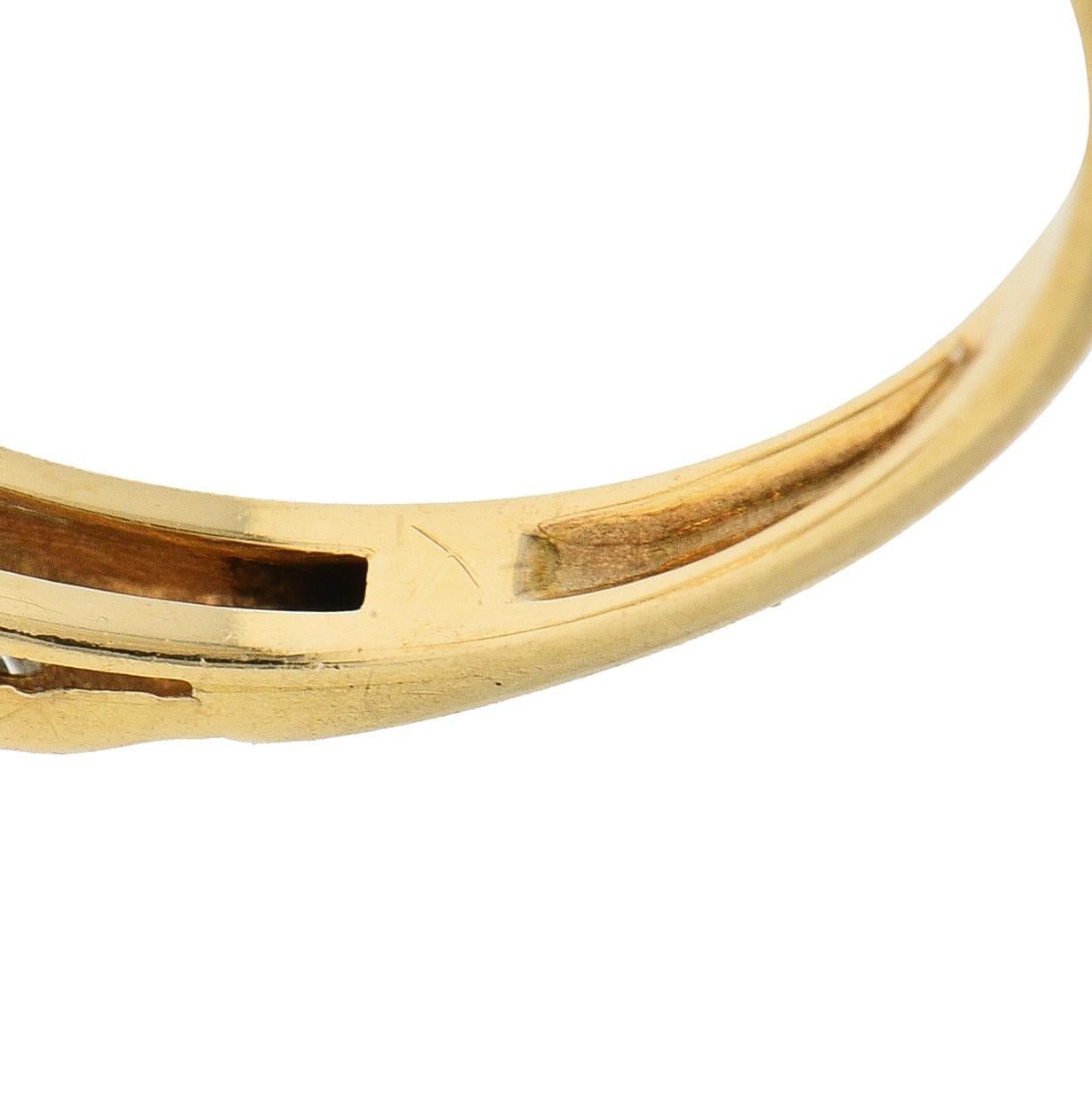Bague de fiançailles rétro en or bicolore 14 carats avec diamant de taille européenne ancienne en vente 2