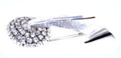 Retro Old European Cut Diamond Platinum Brooch