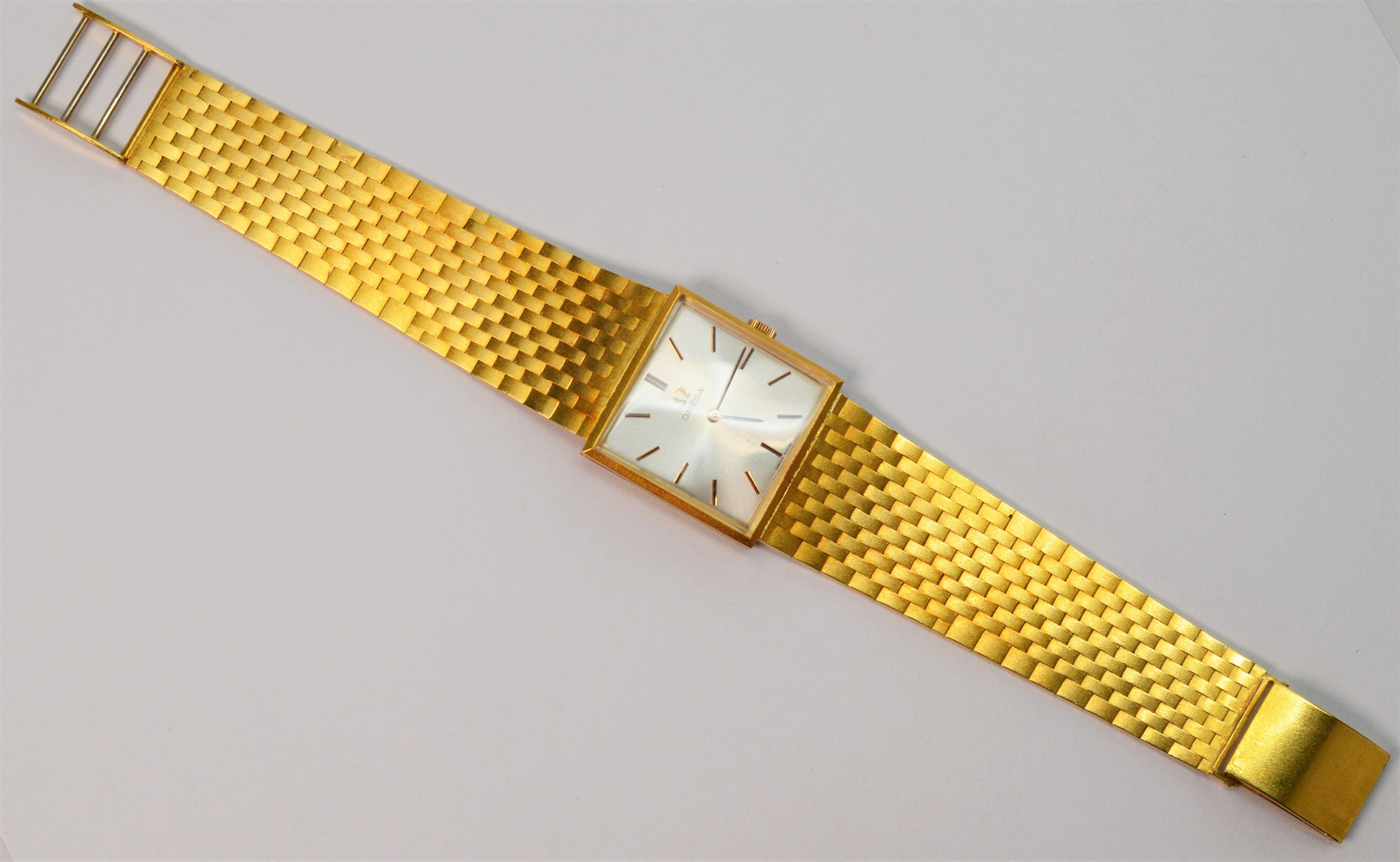 omega gold square watch