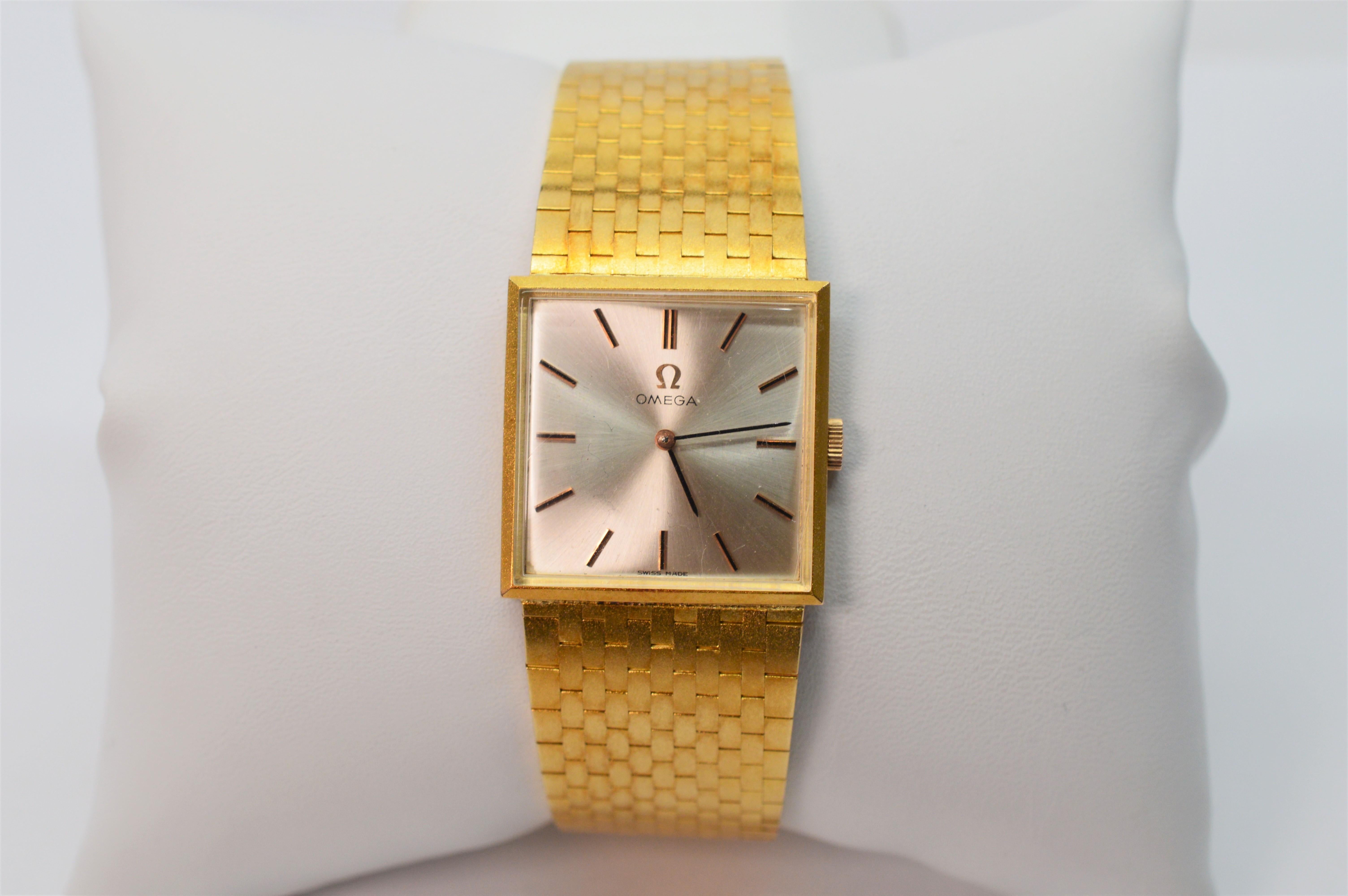 omega gold square watch