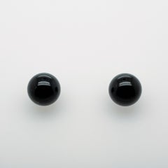 Retro Retro Onyx Perle & 14 Karat Gold Ohrstecker