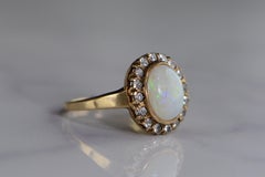 Retro Opal Zircon Yellow Gold Ring