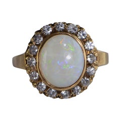 Retro Opal Zircon Yellow Gold Ring