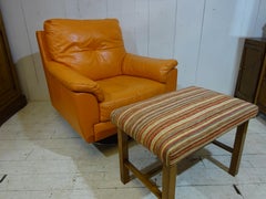 Retro Orange Leather Swivel Chair