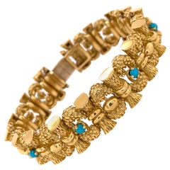 Bracciale originale Tiffany & Company in oro giallo e turchese CIRCA 1960