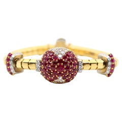 Retro Oscar Heyman 18K Yellow 
White Gold Ruby Diamonds Bracelet