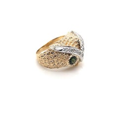 Owl Diamond Tourmaline Gold Ring