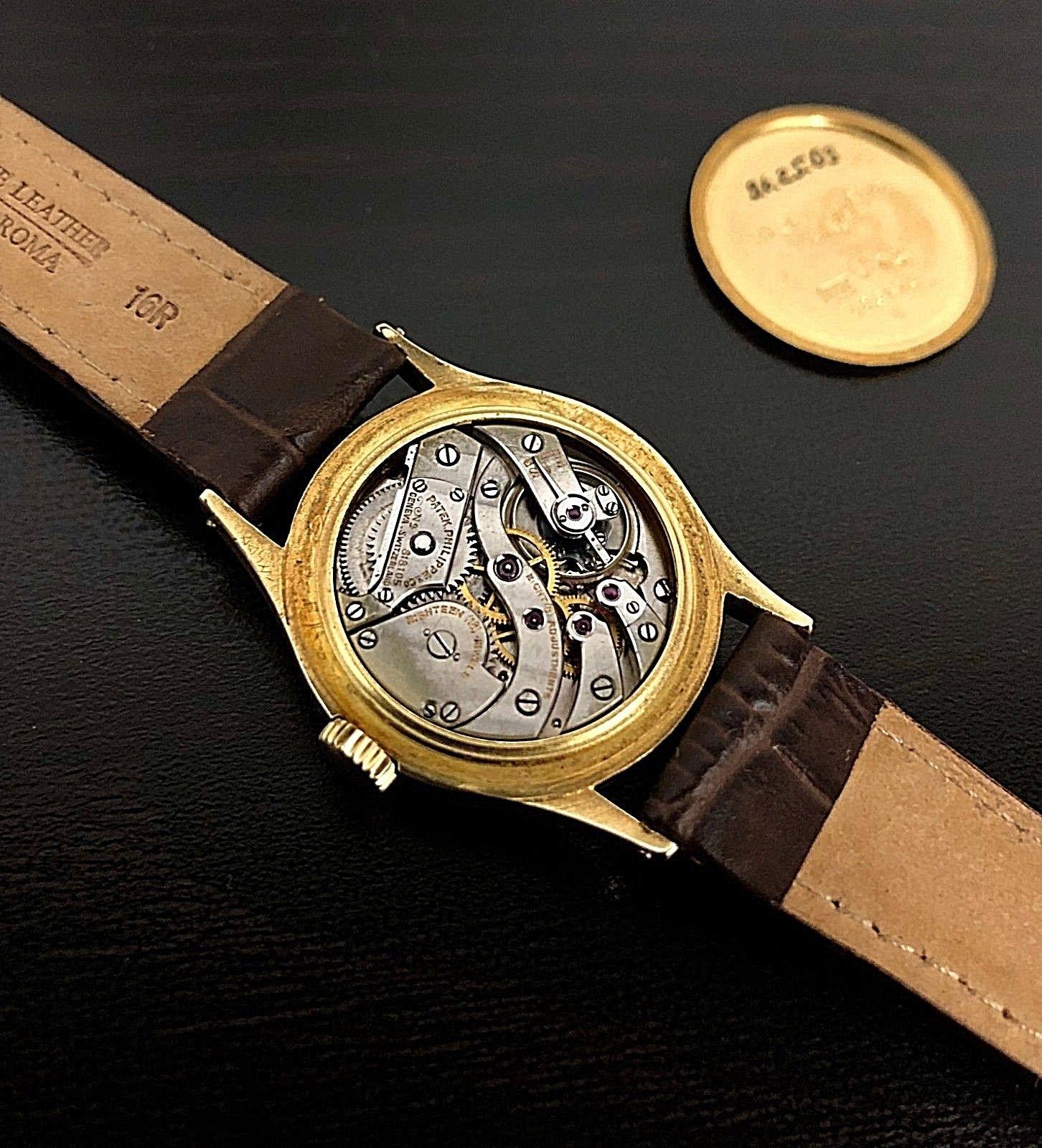 Men's Retro Sub-Dial Patek Philippe & Co Hand-Winding 18 Karat Gold Vintage Watch  For Sale