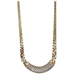 Retro, Pave 7 Carat Diamond Necklace, Cuban Gold Chain