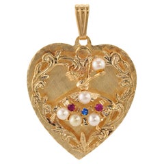 Vintage Pearl 14k Yellow Gold Ballerina Heart Pendant