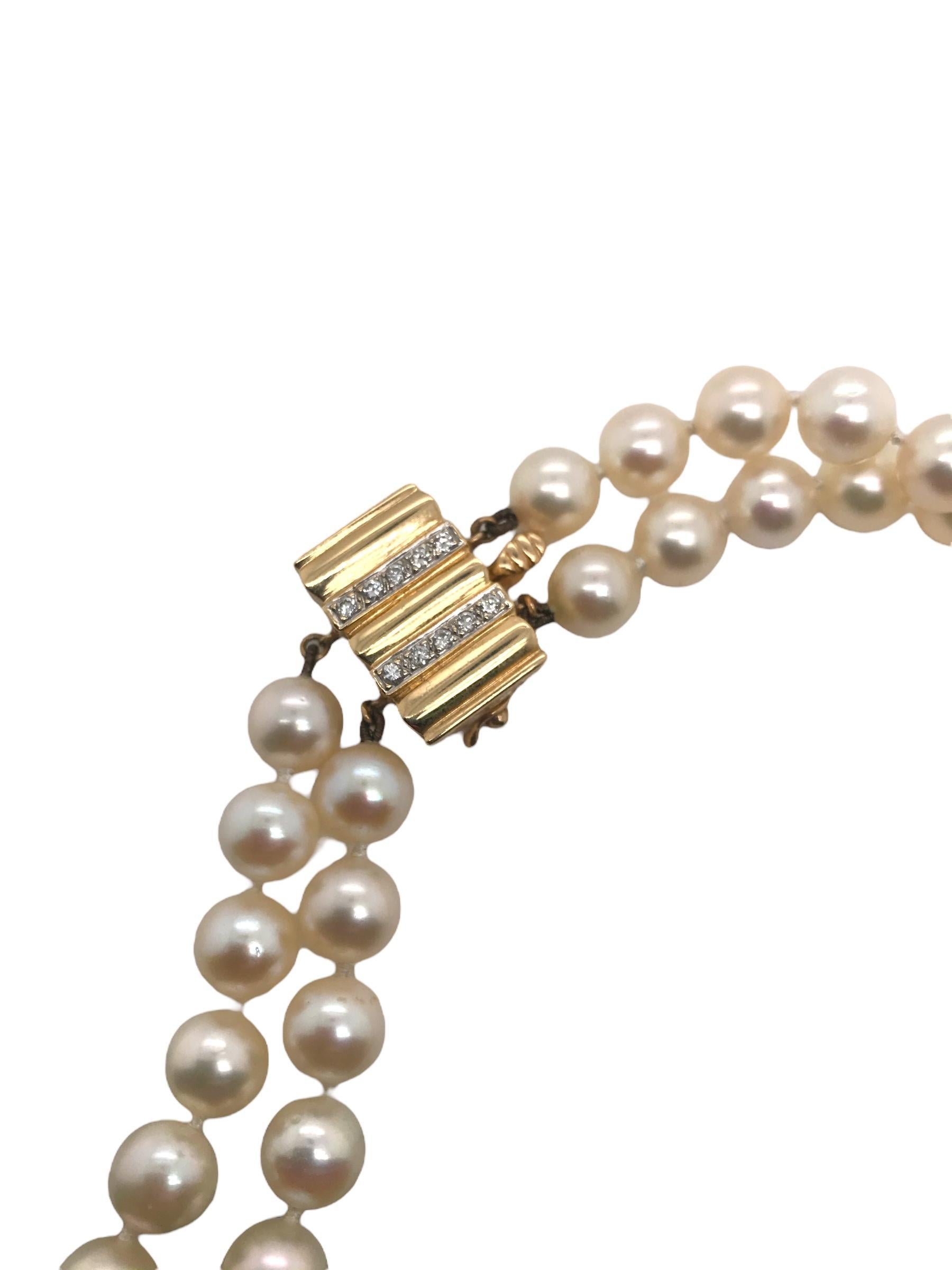 Retro Pearl Diamond Necklace 2 Carats For Sale 5