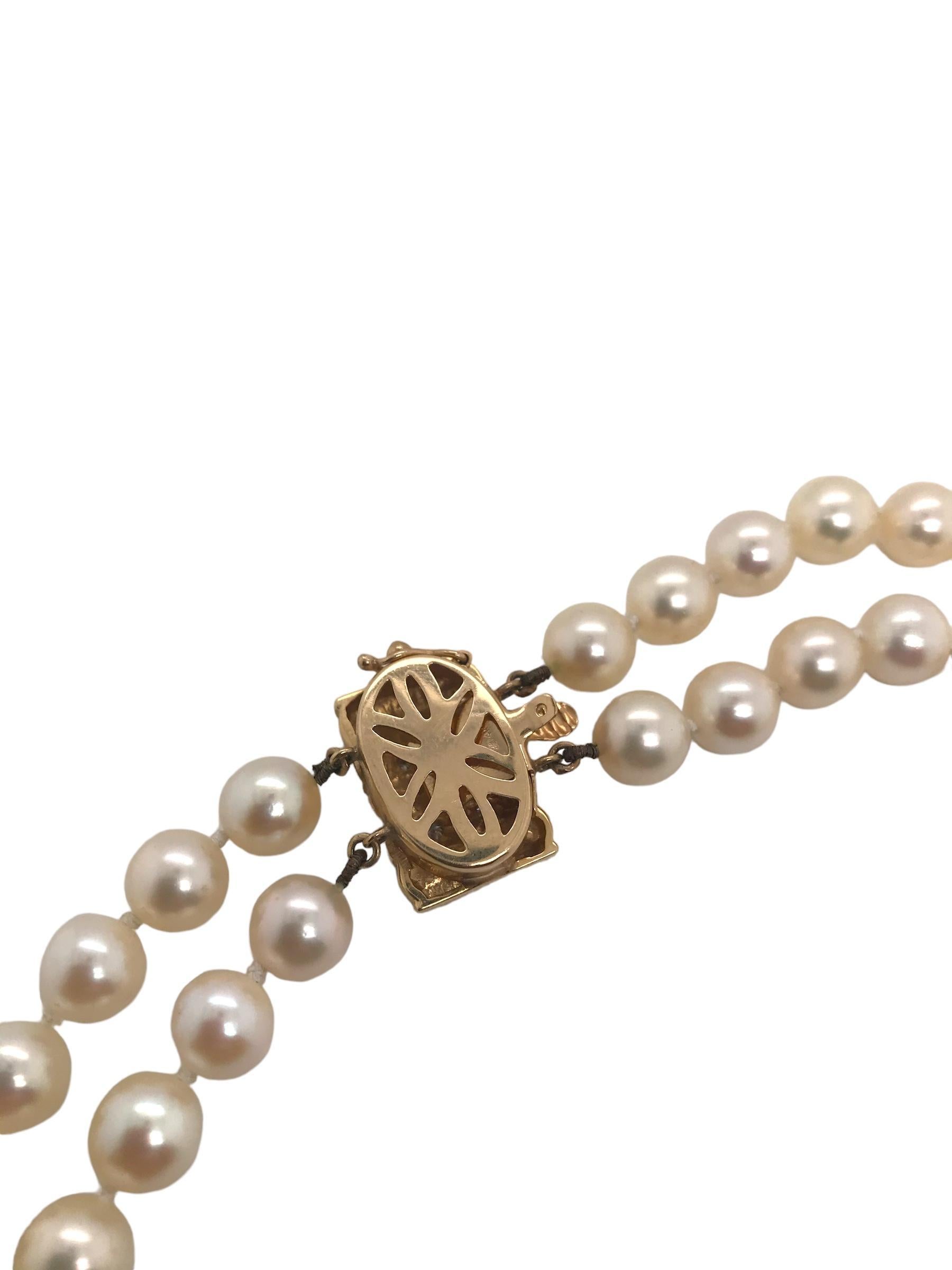 Retro Pearl Diamond Necklace 2 Carats For Sale 6