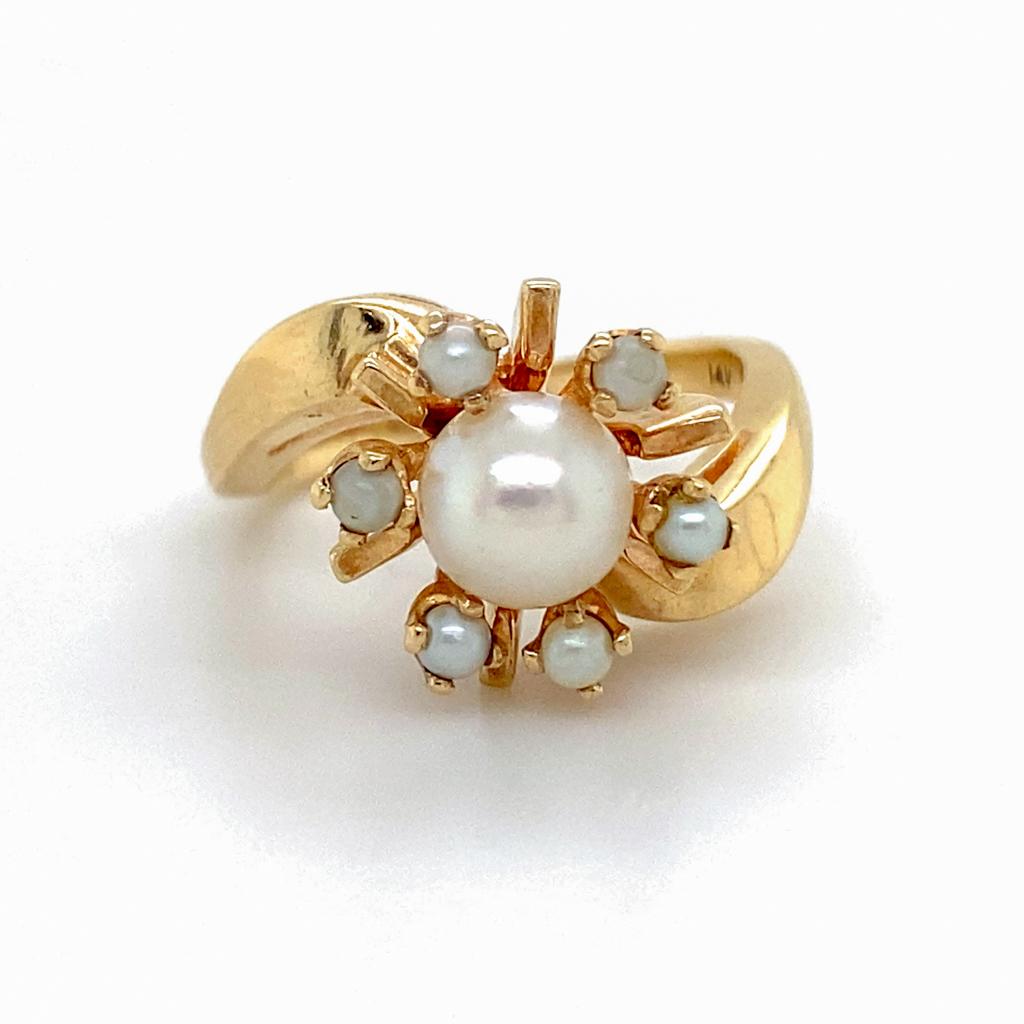 Rétro Bague rétro Spoutnik en or jaune 14 carats, Vintage 1950s Space Theme Statement en vente