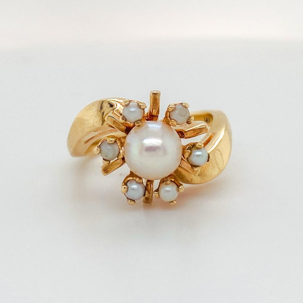 Bague rétro Spoutnik en or jaune 14 carats, Vintage 1950s Space Theme Statement en vente 1