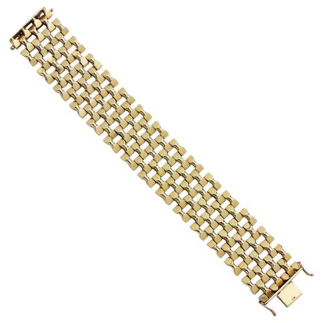 Tiffany and Co Yellow Gold Heavy Wide Link Retro Beautiful Bracelet. at ...