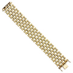 Retro Period, 14 Karat Yellow Gold, Seven Row Tank Bracelet