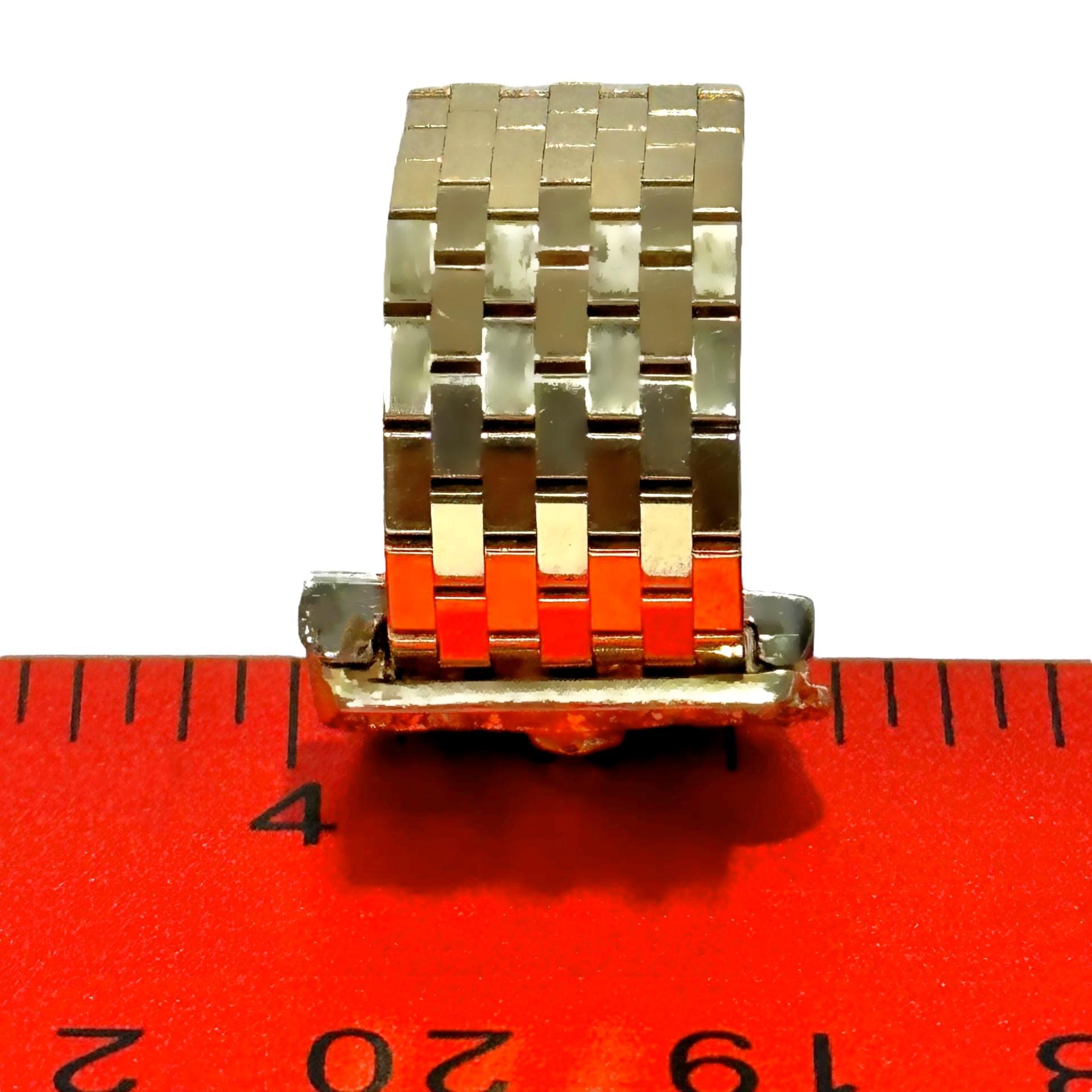 Retro Period 14k American Brick Link Buckle Ring with Diamonds For Sale 3