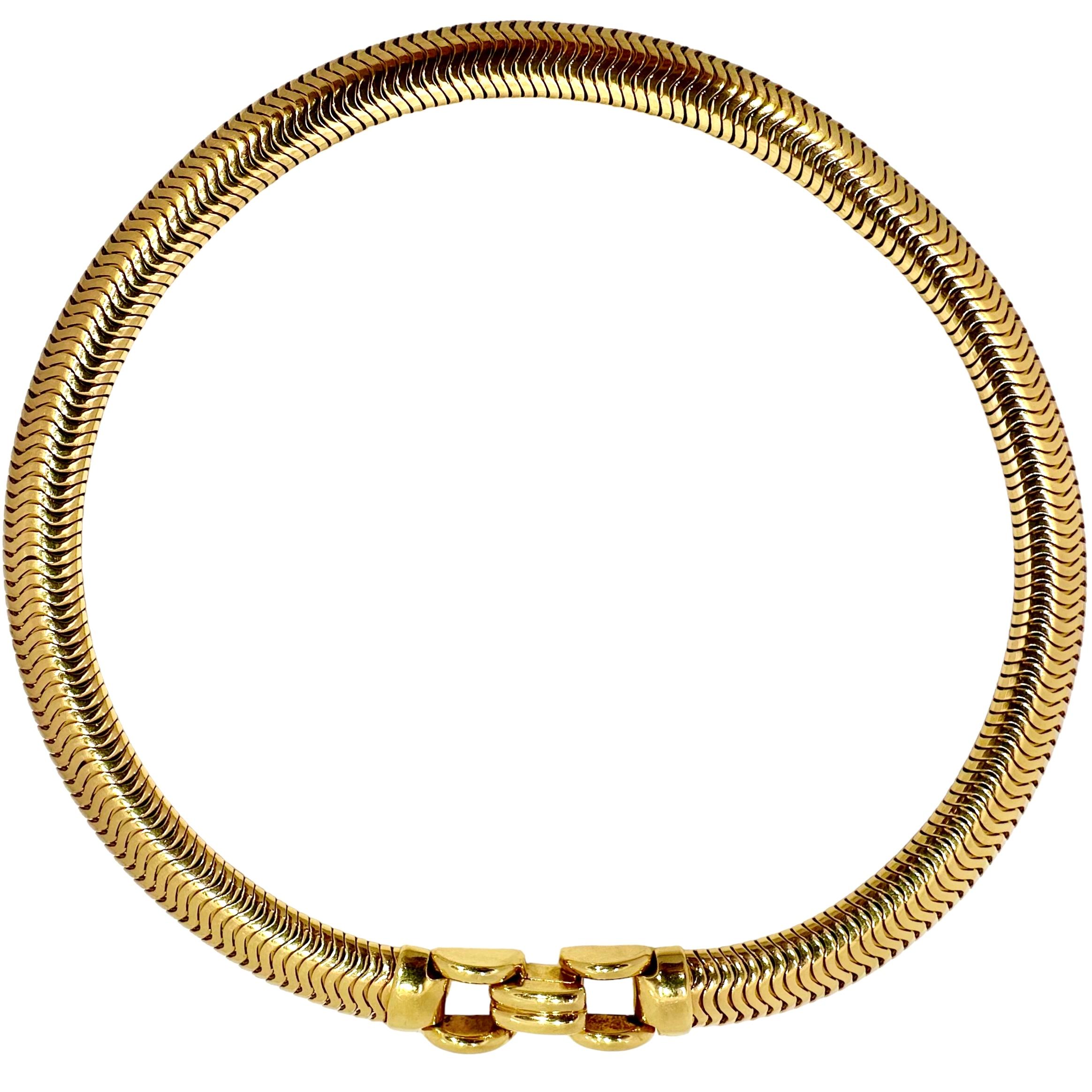 Retro-Periode Cartier Schlangenglieder-Choker-Halskette aus 14k Gelbgold im Zustand „Gut“ im Angebot in Palm Beach, FL