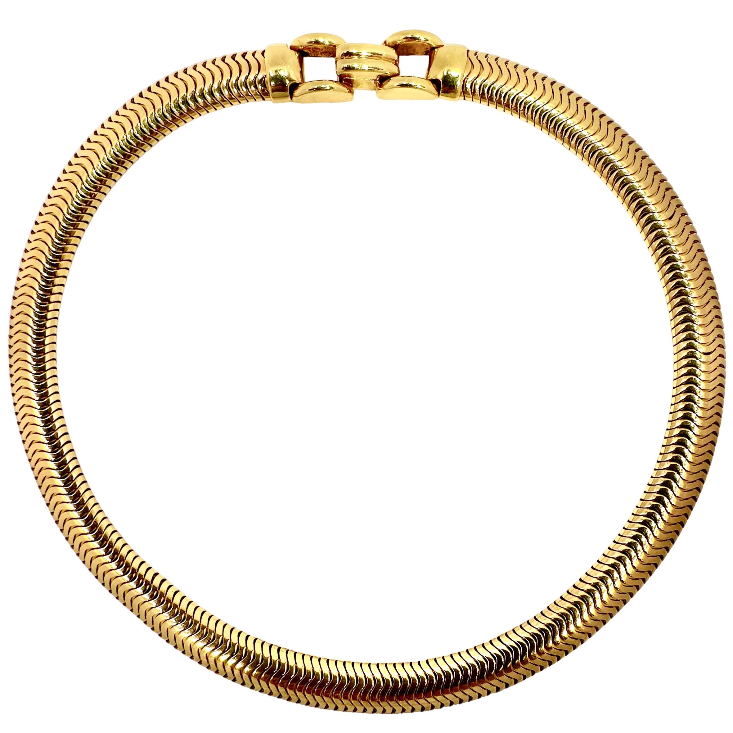 Retro-Periode Cartier Schlangenglieder-Choker-Halskette aus 14k Gelbgold Damen im Angebot