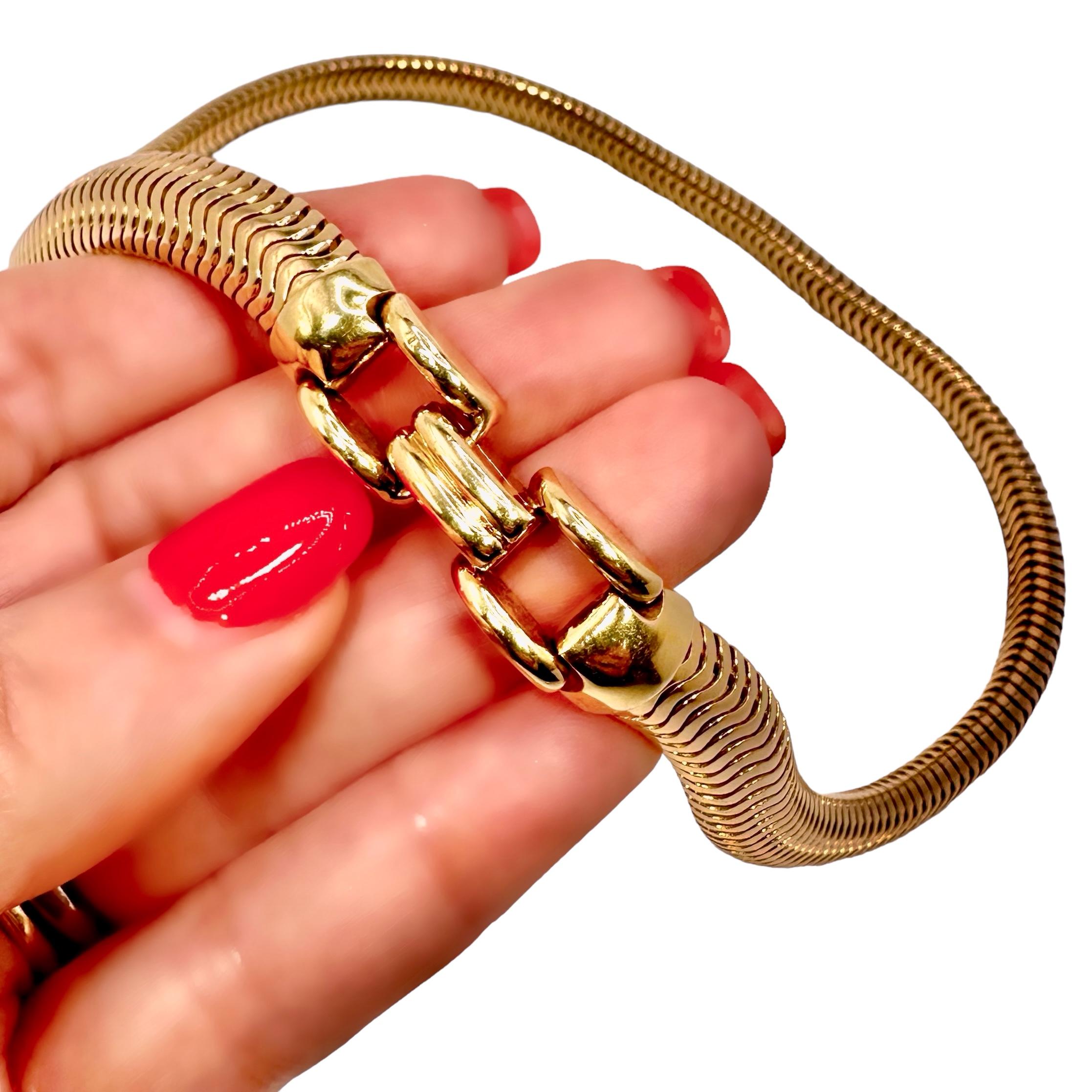 Retro-Periode Cartier Schlangenglieder-Choker-Halskette aus 14k Gelbgold im Angebot 3