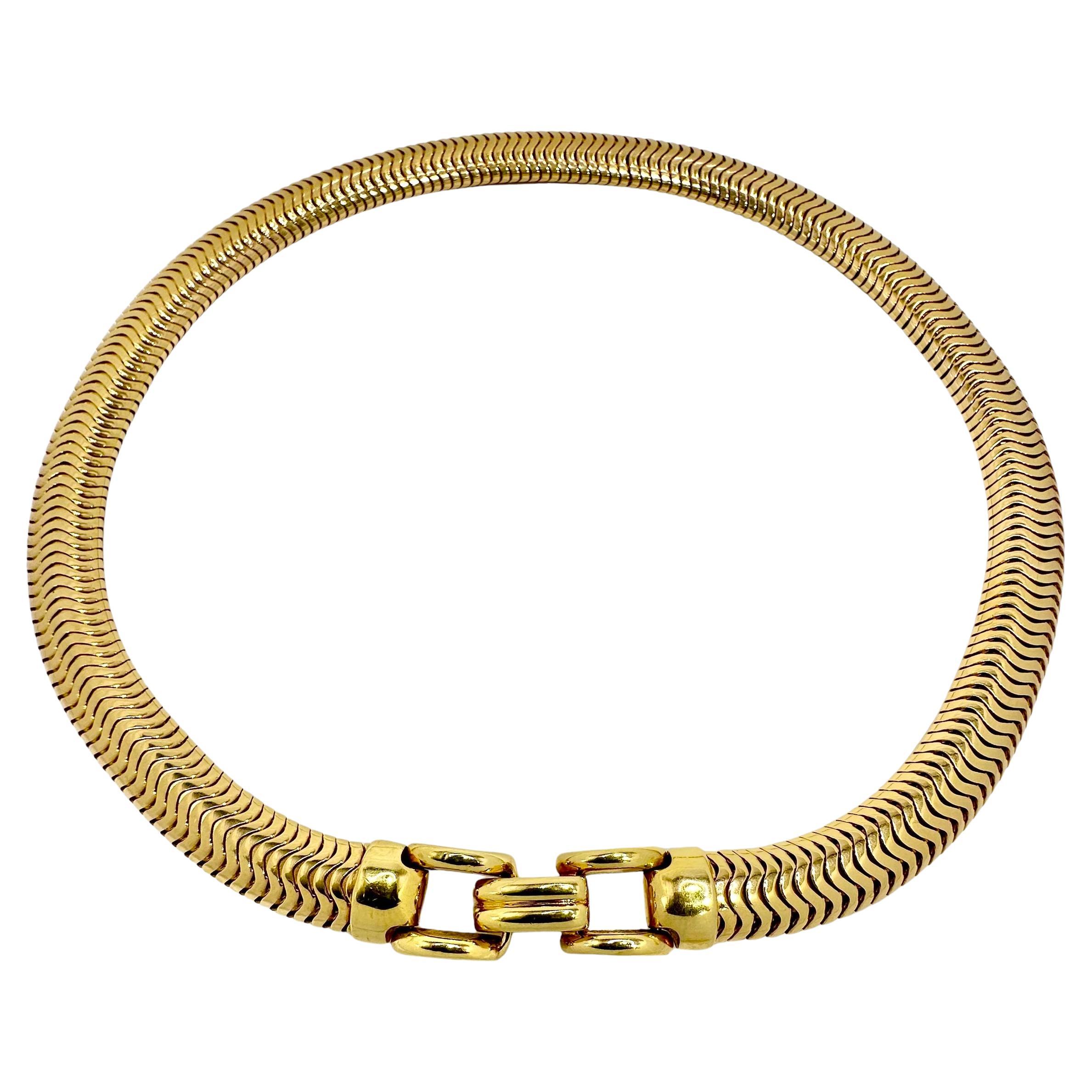 Retro Period Cartier Snake Link Choker Necklace in 14k Yellow Gold For Sale