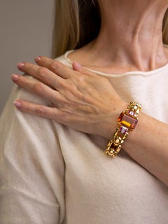 Retro Period Citrine, Ruby & Diamond Bracelet