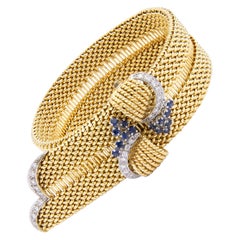 Pulsera Ajustable de Diamantes y Zafiros de Época Retro
