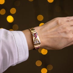 Retro Period, Rose Gold, Ruby, and Diamond Cocktail Watch
