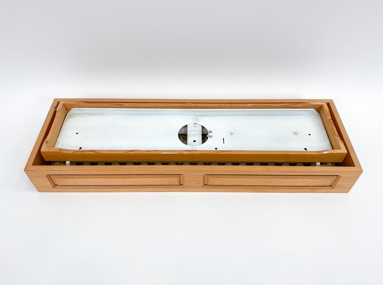 Retro Pine Flush-Mount Linear Ceiling Light in the Style of Paavo Tynell For Sale 3