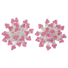 Pendientes de clip retro en rosa y con cuentas de cristal transparente, de alrededor de 1980